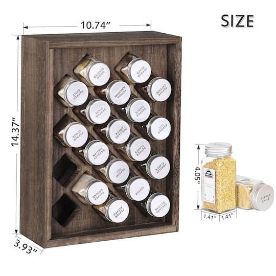 Freestanding Countertop Spice Shelf Holder with 20 Glass Jars